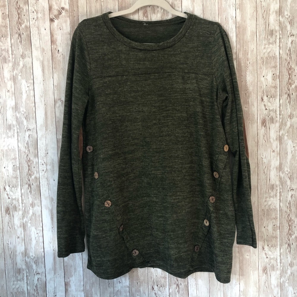 Dark Green Long Sleeved Pullover Top